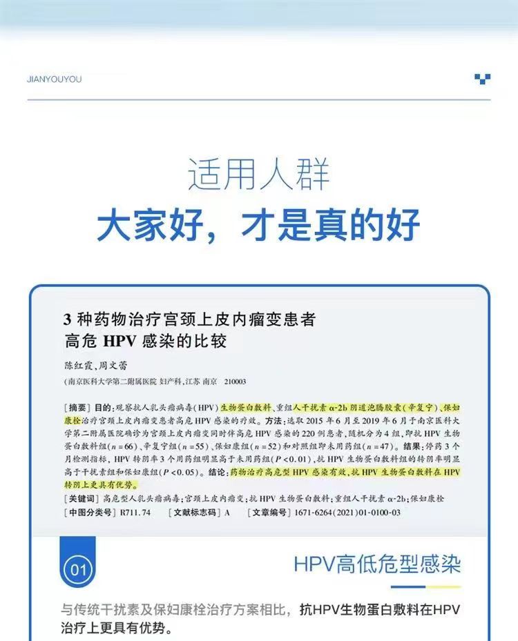 锦医舒抗HPV生物蛋白敷料临床优势